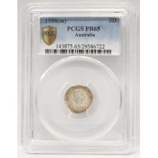 AUSTRALIA 1958 M . THREEPENCE . PROOF . PCGS PR65